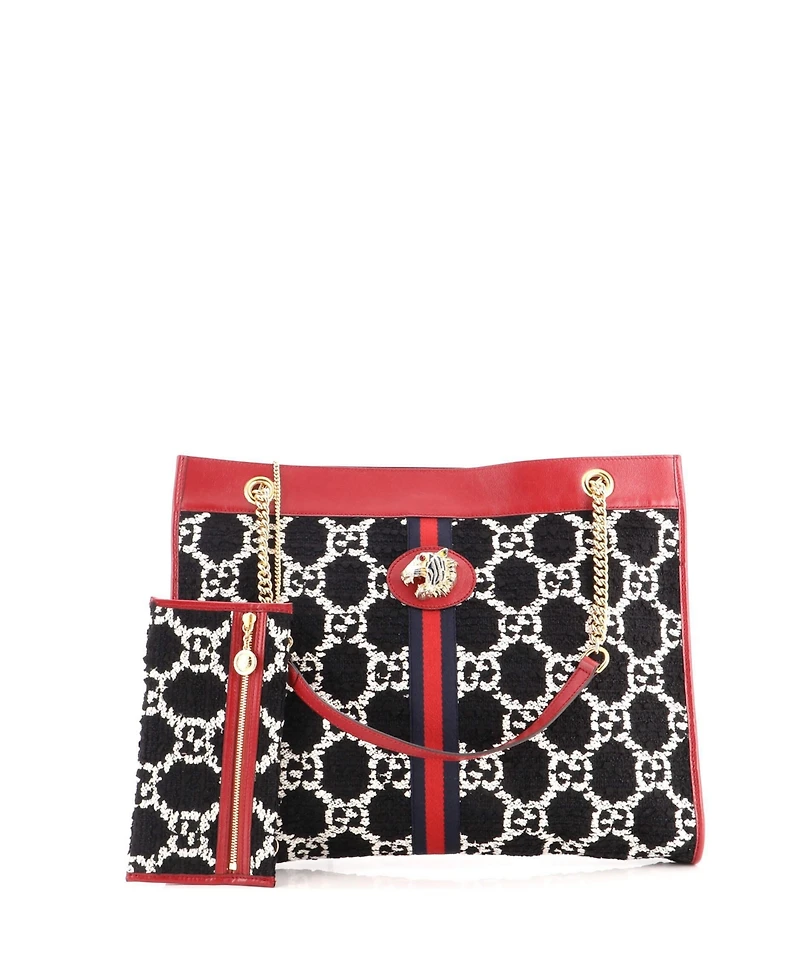 Pre-Owned Gucci Large Rajah Chain Tote Gg Tweed
