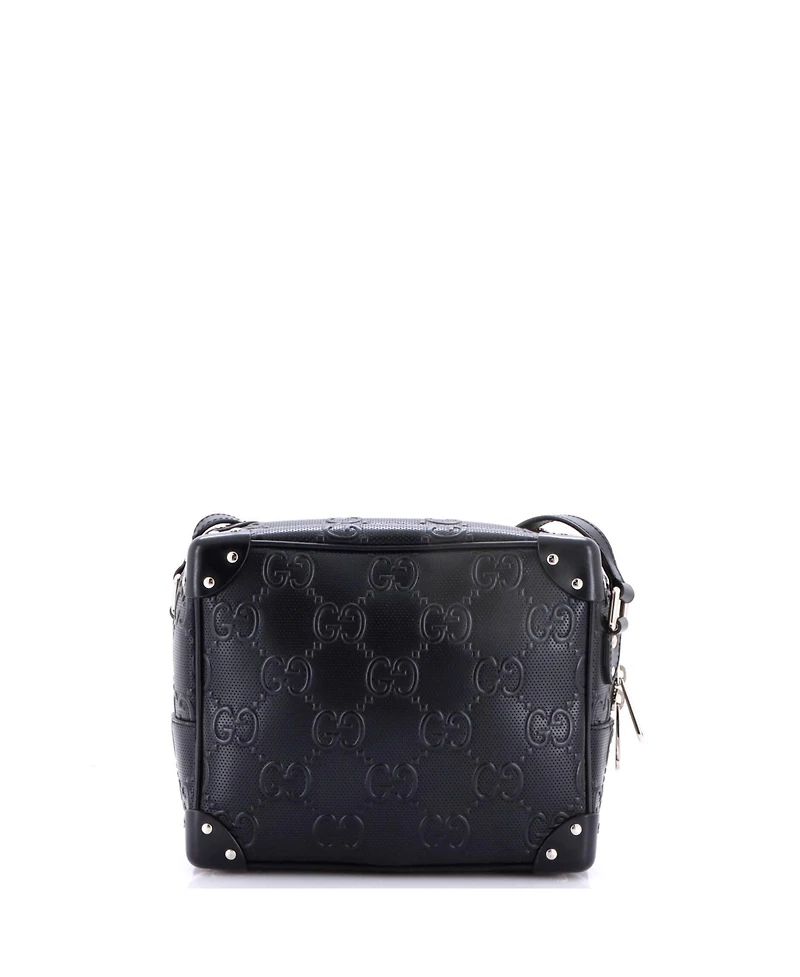 Pre-Owned Gucci Square Shoulder Bag Gg Embossed Perforated Leather