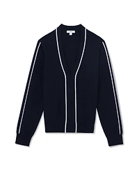 Reiss Women's Mila Wool-Blend V-Neck Stripe-Detail Jumper with Cashmere