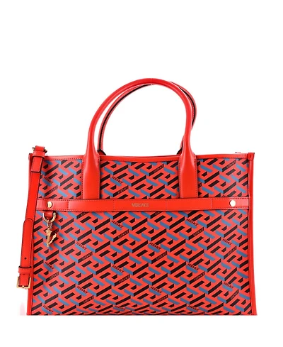 Pre-Owned Versace Medium Top Handle Tote La Greca Signature Coated Canvas