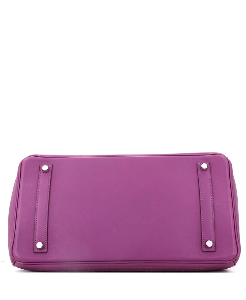 Pre-Owned Hermes Birkin 35 Handbag Purple Togo and Swift with Palladium Hardware