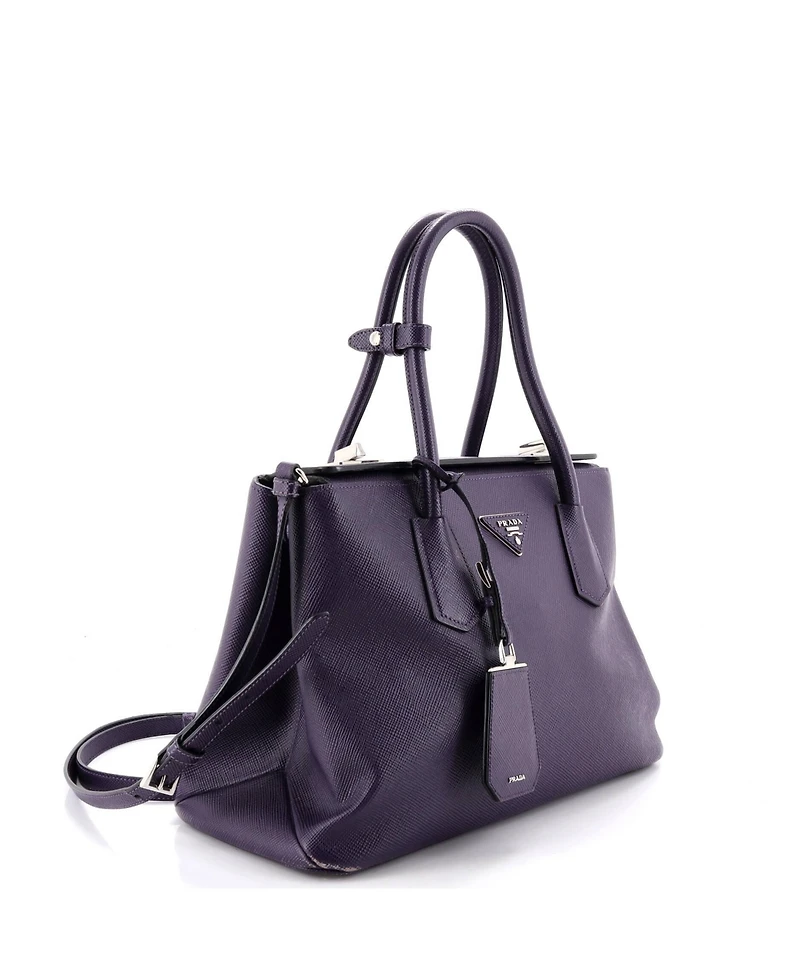 Pre-Owned Prada Small Turnlock Cuir Twin Tote Saffiano Leather