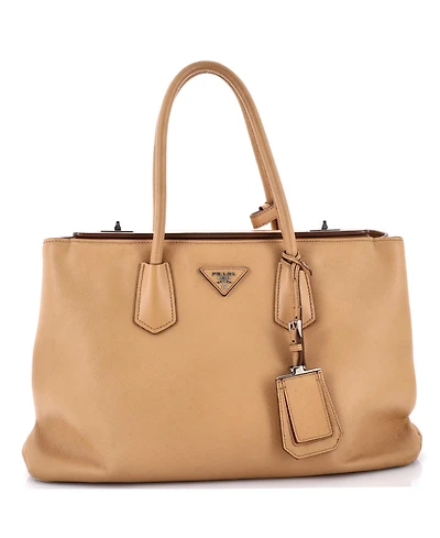 Pre-Owned Prada Medium Turnlock Cuir Twin Tote Saffiano Leather