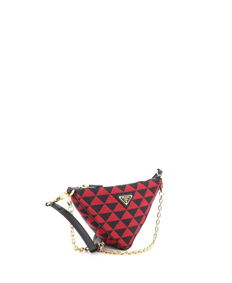 Pre-Owned Prada Mini Symbole Triangle Bag Leather and Jacquard