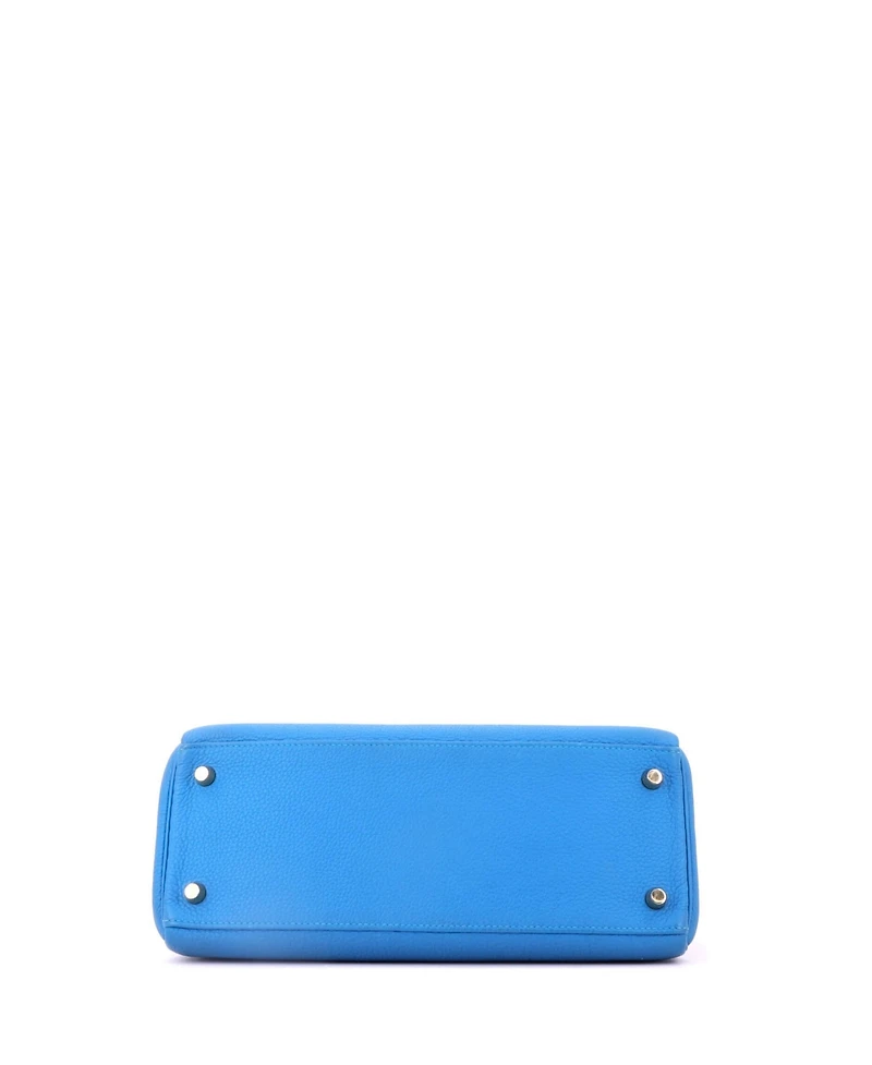 Pre-Owned Hermes Kelly 28 Handbag Blue Togo with Gold Hardware