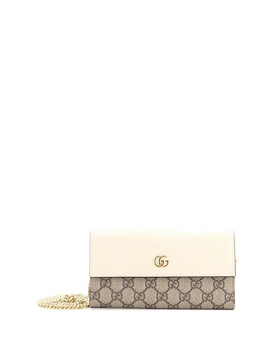 Pre-Owned Gucci Gg Marmont Continental Chain Wallet Gg Coated Canvas and Leather