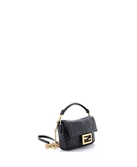 Pre-Owned Fendi Mini Baguette Nm Bag Zucca Embossed Leather