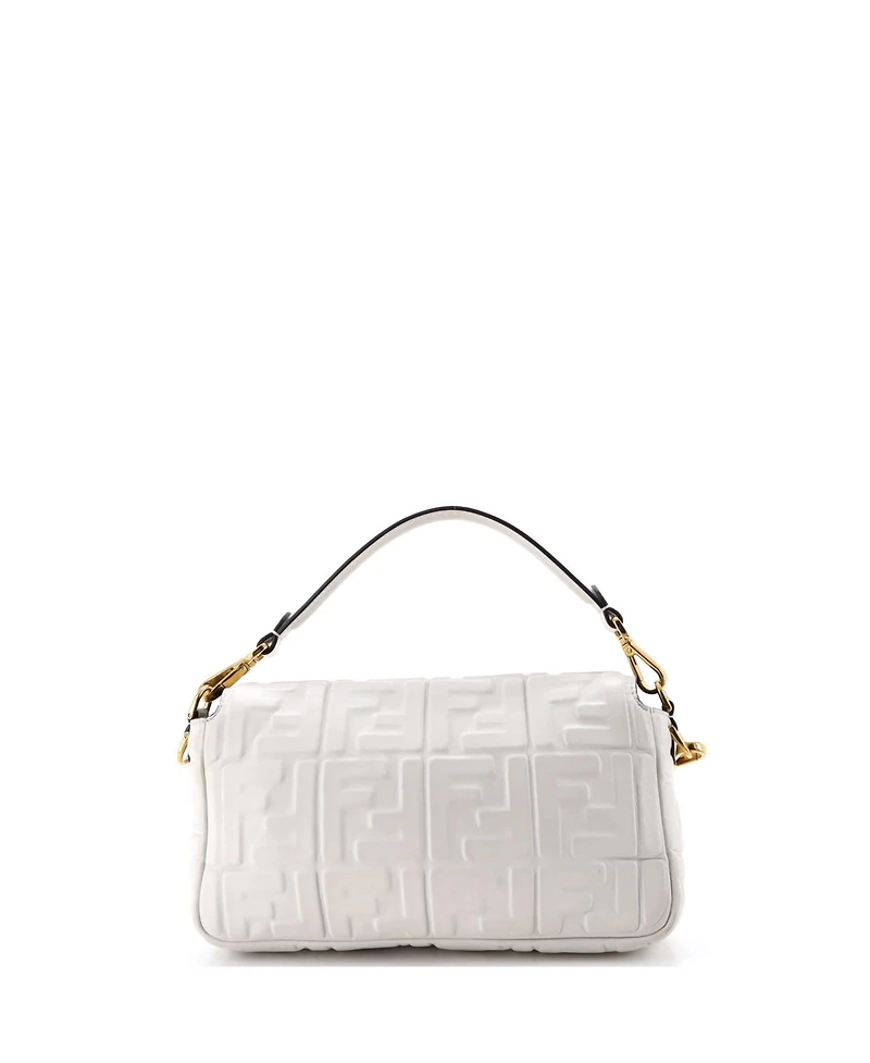 Pre-Owned Fendi Medium Baguette Nm Bag Zucca Embossed Leather