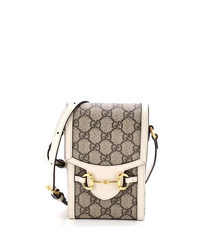 Pre-Owned Gucci Mini Horsebit 1955 Crossbody Bag Gg Coated Canvas with Leather