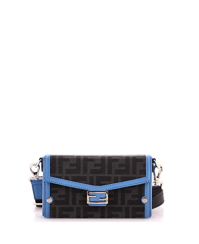 Pre-Owned Fendi Baguette Soft Trunk Phone Pouch Zucca Canvas and Leather