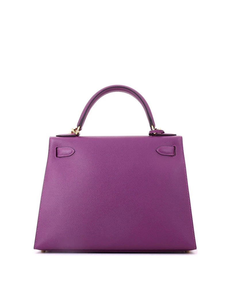 Pre-Owned Hermes Kelly 28 Handbag Purple Epsom with Gold Hardware