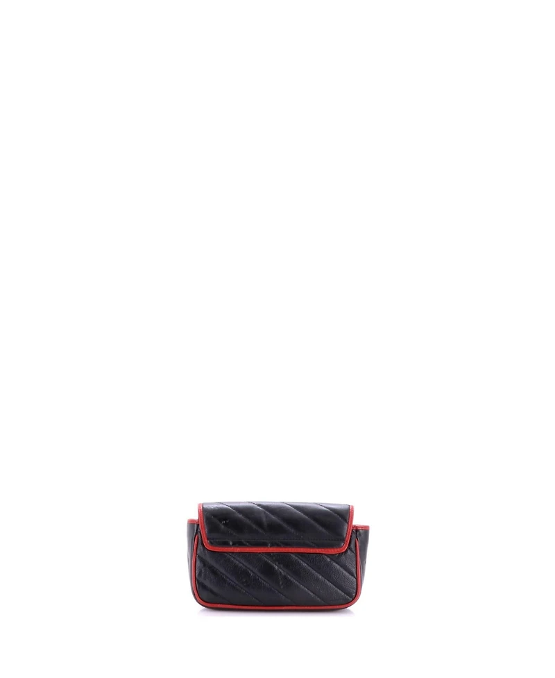 Pre-Owned Gucci Super Mini Gg Marmont Flap Bag Diagonal Quilted Leather
