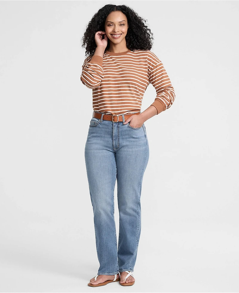Lands' End Women's Denim High Rise Straight Curvy Jeans