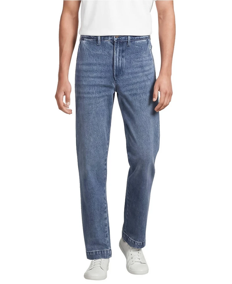 Lands' End Men's Stretch Comfort Waist Classic Straight Fit Denim Trouser