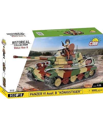 Cobi Historical Collection Wwii Panzer Vi Ausf. B Konigstiger Tank 802-Piece Building Set, Ages 10+
