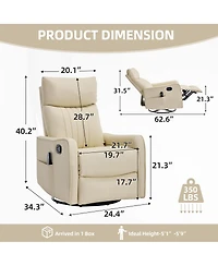 Streamdale Furniture Faux Leather Swivel Rocker Massage Recliner Chair