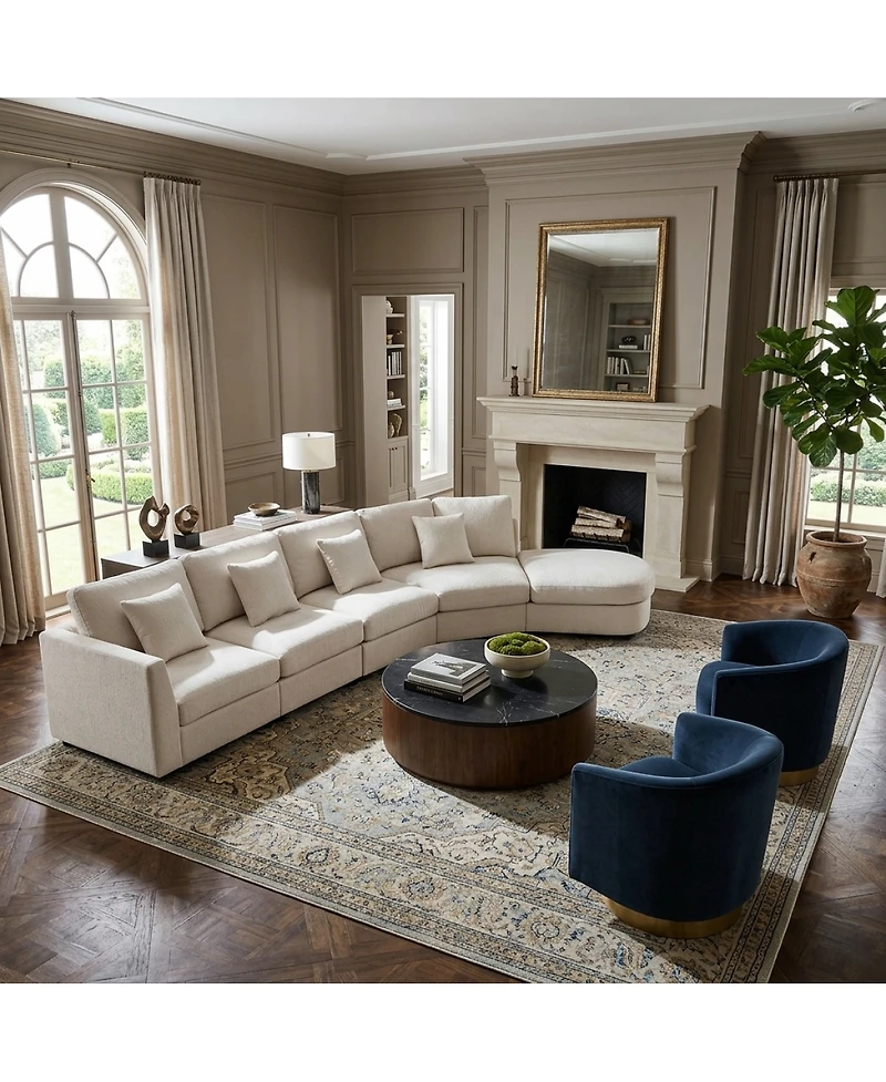 Streamdale Furniture 5-Seater Curved Modular Chenille Sectional Sofa with 4 Pillows