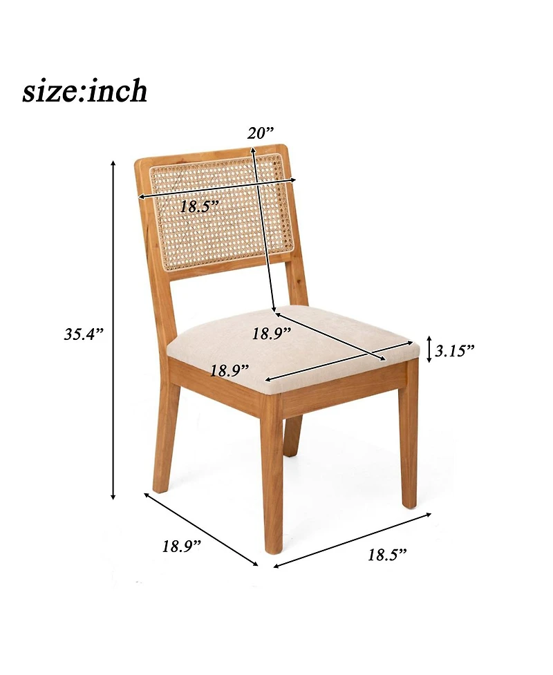 Streamdale Furniture Set of 2 Upholstered Rubber Wood Dining Chairs