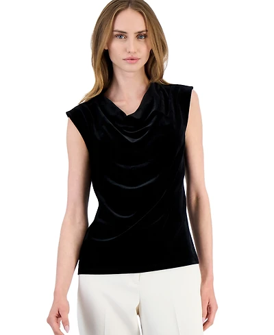 Anne Klein Petite Velvet Cowl Neck Sleeveless Blouse