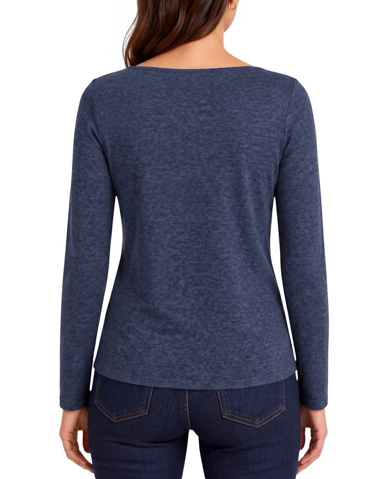 Liverpool Los Angeles Women's Long-Sleeve Boat Neck Twist Waist Top