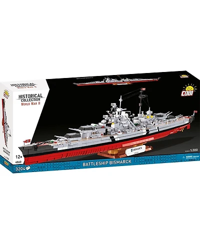 Cobi Historical Collection Wwii Battleship Bismarck 1:300 Scale Model 3,204-Piece Building Set, Ages 12+