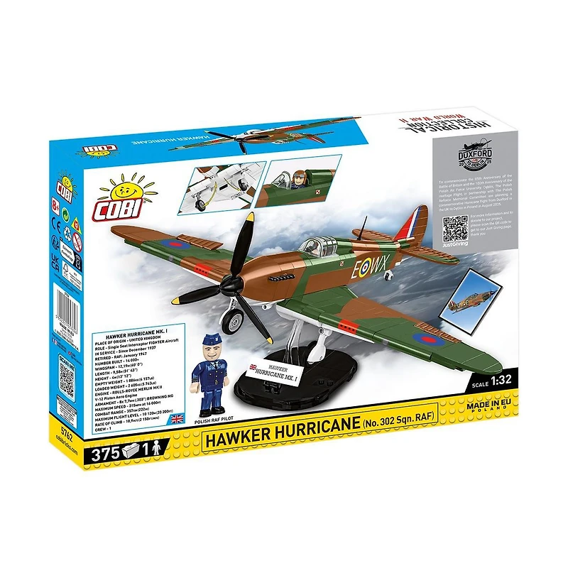 Cobi Historical Collection Wwii Hawker Hurricane (No 302 Sqn. Raf) 375-Piece Building Set, Ages 8+