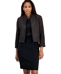 Kasper Petite Stand Collar Bell-Sleeve Cropped Cardigan