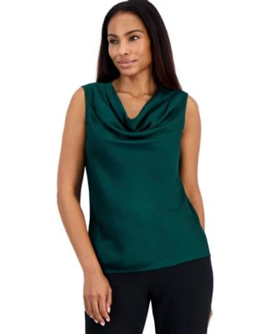 Kasper Womens Sleeveless Cowl Neck Draped Blouse