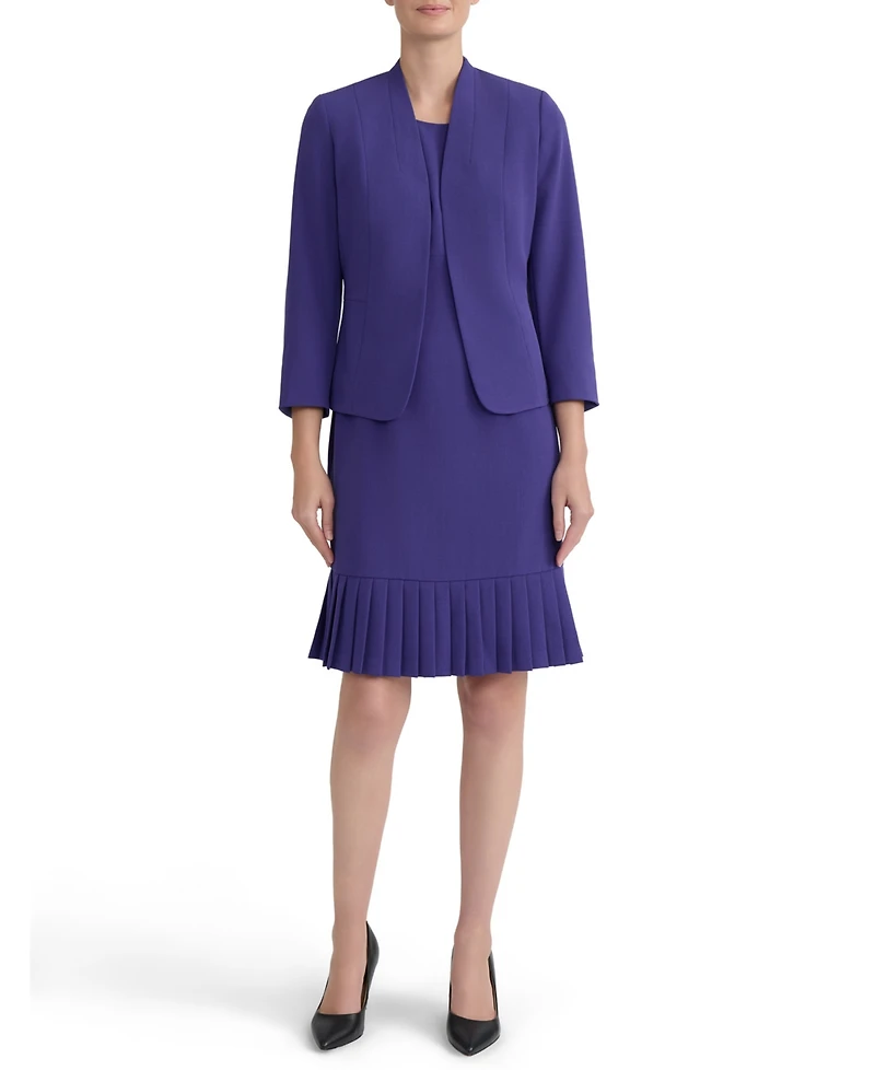 Kasper Women's 3/4-Sleeve Open-Front Collarless Cardigan Blazer