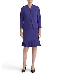 Kasper Women's 3/4-Sleeve Open-Front Collarless Cardigan Blazer