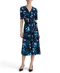 Kasper Women's Elbow-Sleeve Wrap-Front Fit & Flare Dress
