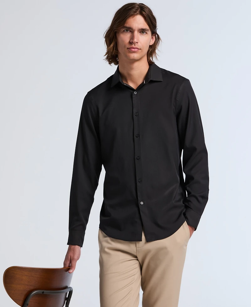 Perry Ellis Men's Slim-Fit Stretch Solid Button-Down Twill Shirt