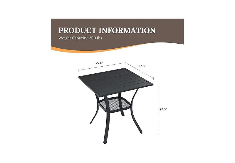 Cushry Round Outdoor Dining Table, 48-inch All-Weather Patio Table with Adjustable Umbrella Hole