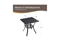 Cushry Round Outdoor Dining Table, 48-inch All-Weather Patio Table with Adjustable Umbrella Hole