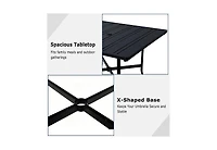 Cushry Square Outdoor Dining Table for 4, Metal Patio Dining Table with Umbrella Hole for Garden, Backyard and Deck