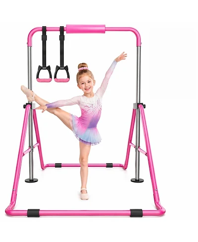 Gymnastics Bar for Kids, Adjustable Height Gymnastic Horizontal Bars, Folding Gymnastic Junior Training Kip Bar for Home