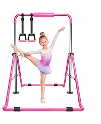 Gymnastics Bar for Kids, Adjustable Height Gymnastic Horizontal Bars, Folding Gymnastic Junior Training Kip Bar for Home