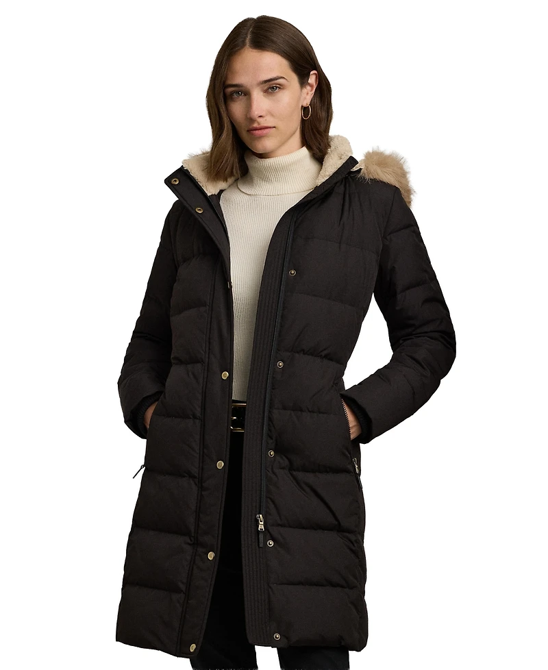 Lauren Ralph Petite Faux-Fur Hooded Puffer Coat, Created for Macy's