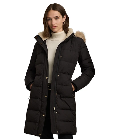 Lauren Ralph Petite Faux-Fur Hooded Puffer Coat, Created for Macy's