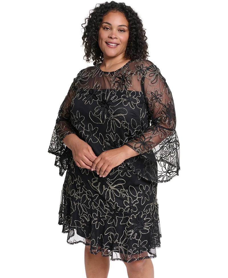 Jessica Howard Plus Bell-Sleeve Floral Dress