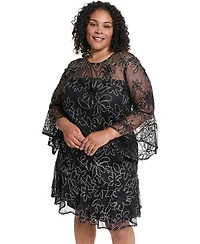 Jessica Howard Plus Bell-Sleeve Floral Dress