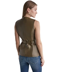 Bcbg Women's Faux Leather Belted Sleeveless Vest