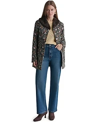 Bcbg Women's Long-Sleeve Floral Faux-Fur Coat