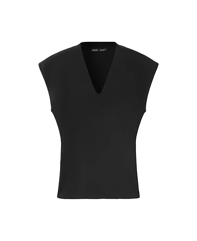 Mango Women's Fine-Knit V-Neck Tank Top