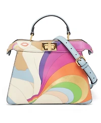 Pre-Owned Fendi Women's Small Peekaboo ISeeU 'Girl Inlay' Leather Satchel