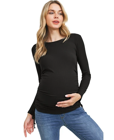 Hello Miz Maternity Ribbed Drawstring Top