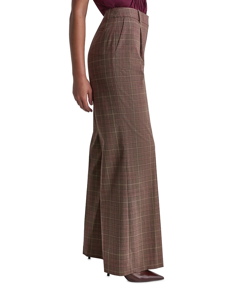 Bcbg Women's Wide-Leg Pleated Plaid Pants