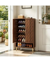 Slickblue 2 Door Shoe Rack Cabinet for Entryway Hallway and Living Room