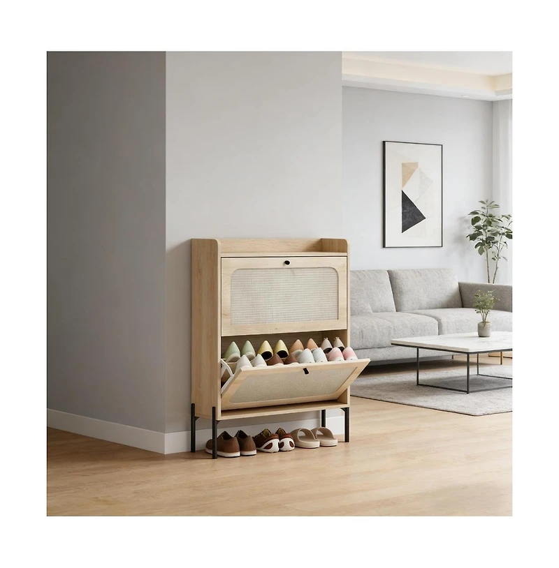 Slickblue Shoe Cabinet with Adjustable Removable Shelves for Flexible Storage