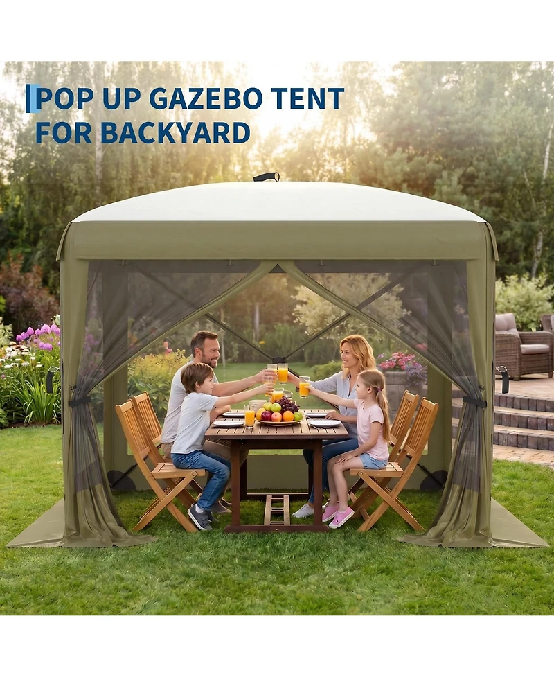 Maxsa 8' x 8' Pop-Up Gazebo Canopy, 300D Oxford Fabric with B3 Mesh, Steel Frame, Removable Wind Panels, Carry Bag